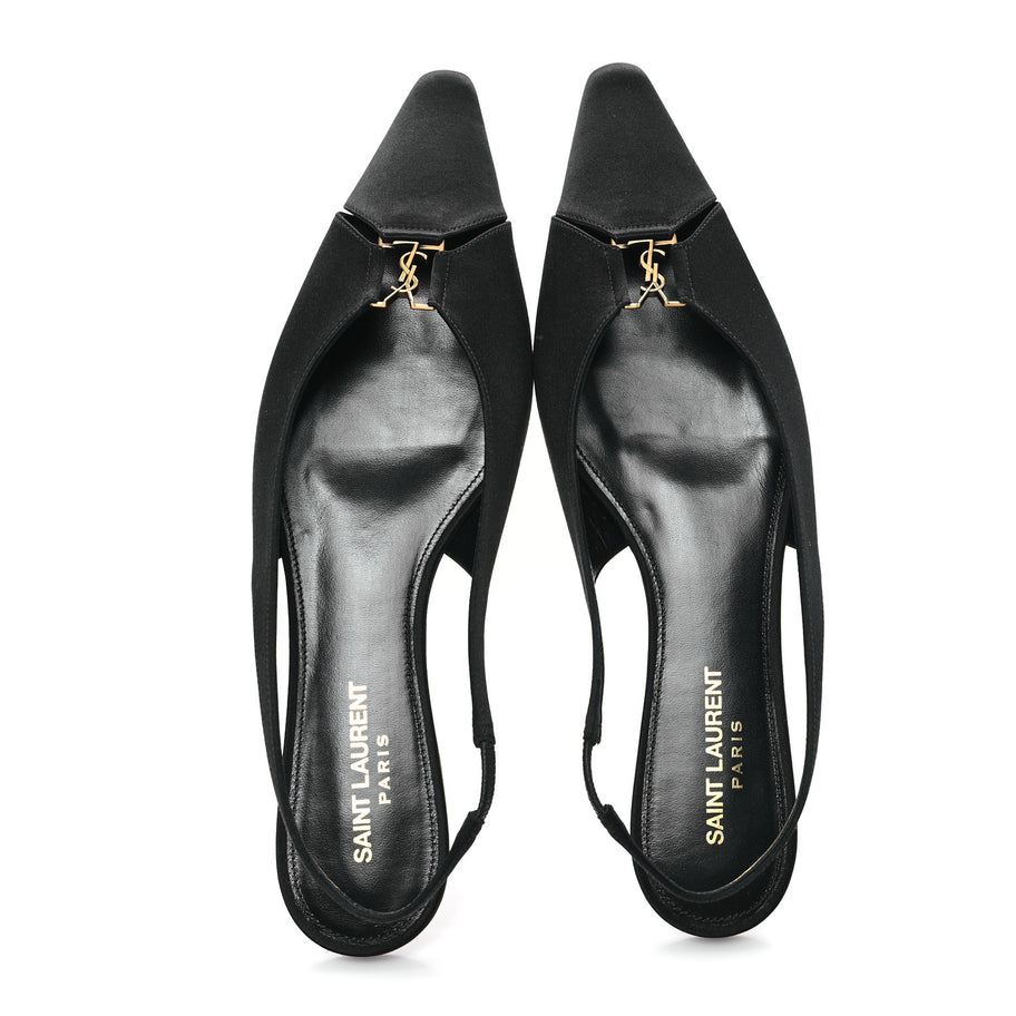Saint Laurent Raso Nappa Babylone 00 Slingback Flats 38 Black Image 2