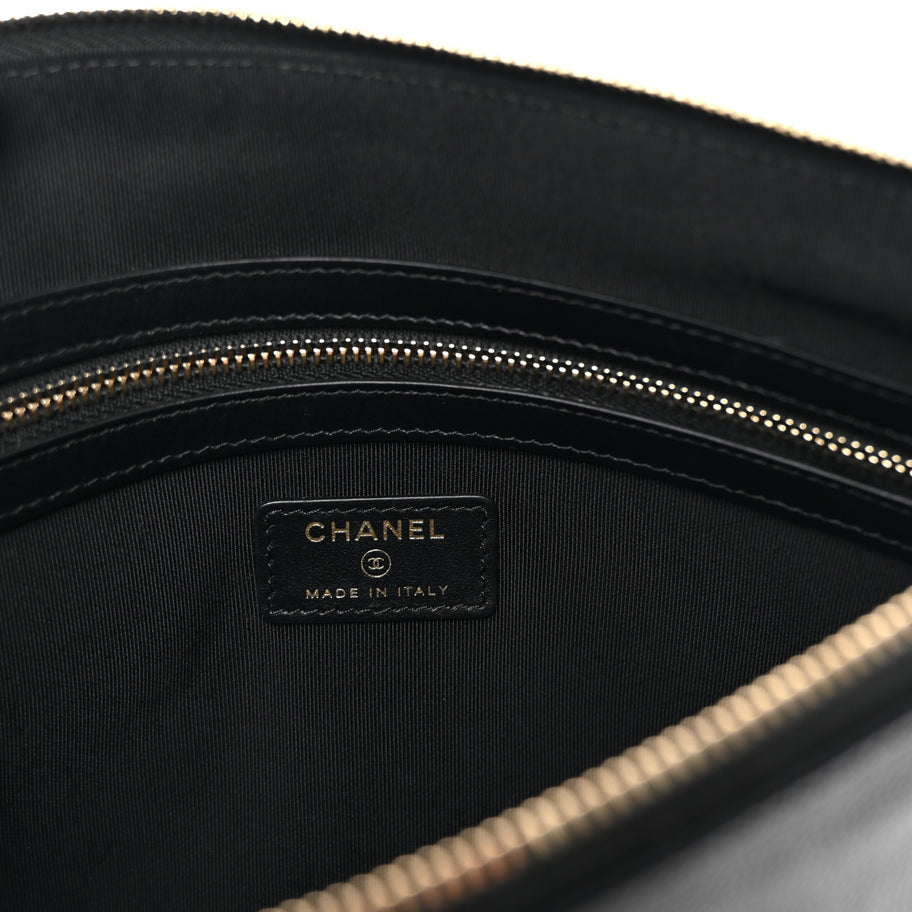 Chanel Caviar Studded Medium Deauville Pouch Black Image 6