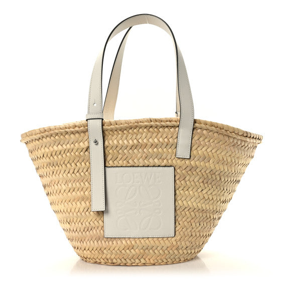 Loewe Raffia Small Basket Tote Bag Natural White Image 1