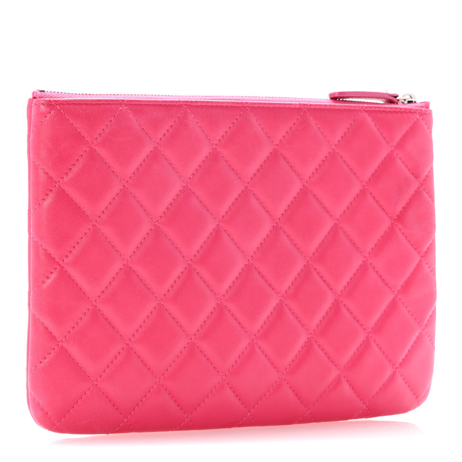 Chanel Lambskin Quilted Medium Cosmetic Case Dark Pink Image 3