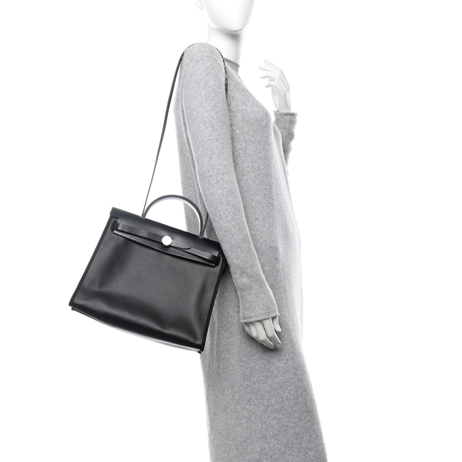 Hermes Toile H Berline Vache Hunter Herbag Zip PM 31 Black Ecru Image 2