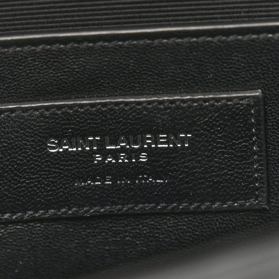 Saint Laurent Calfskin Crocodile Embossed Medium Classic Monogram Kate Tassel Satchel Black Image 6