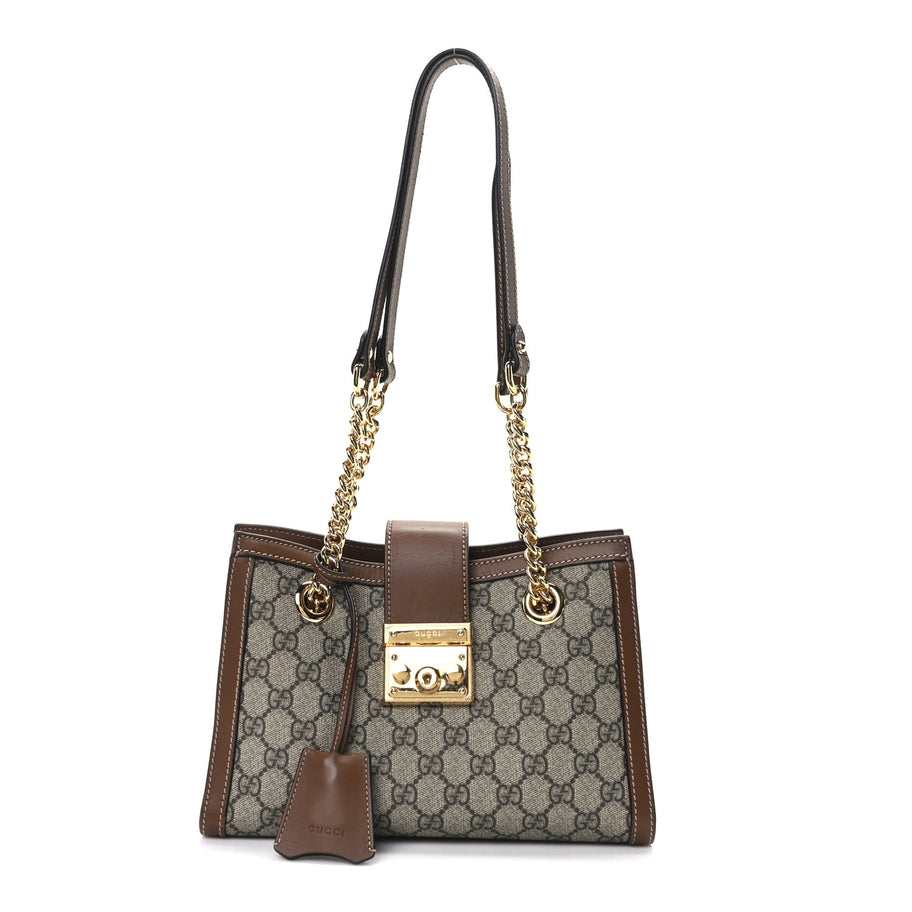 Gucci GG Supreme Monogram Calfskin Small Padlock Tote Beige Ebony Tuscany Image 1