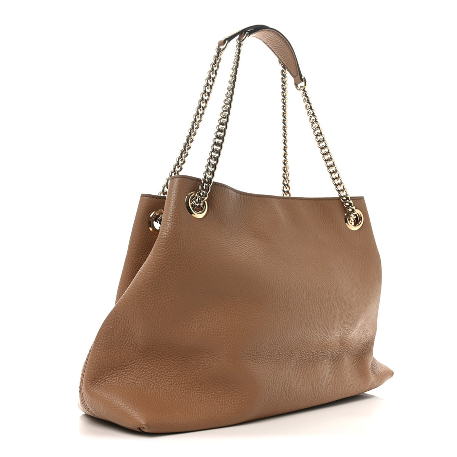 Gucci Pebbled Calfskin Medium Soho Chain Shoulder Bag Camelia Image 3