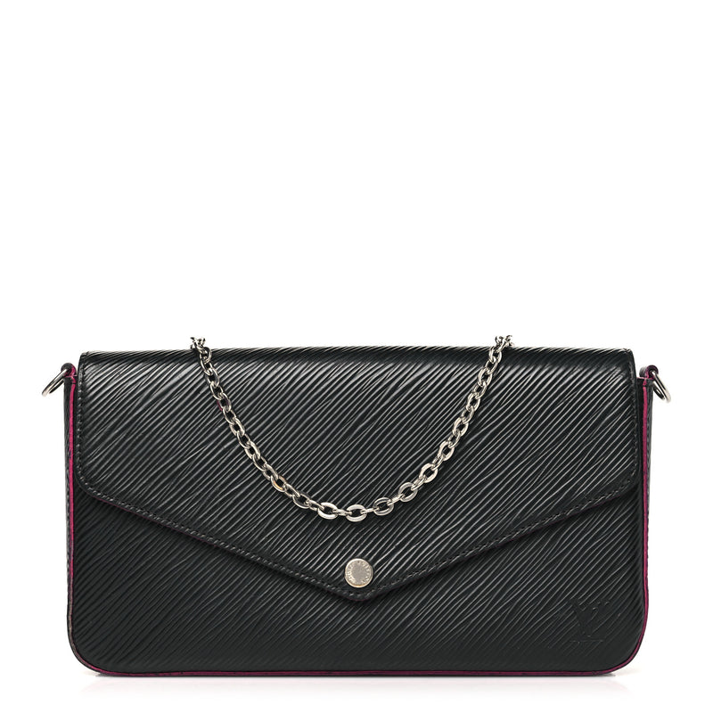  Louis Vuitton Epi Pochette Felicie Black Hot Pink