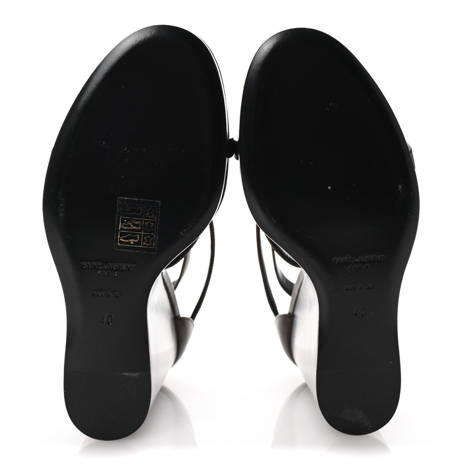 Saint Laurent Calfskin Cassandra 105 Wedges 40 Moro Image 6