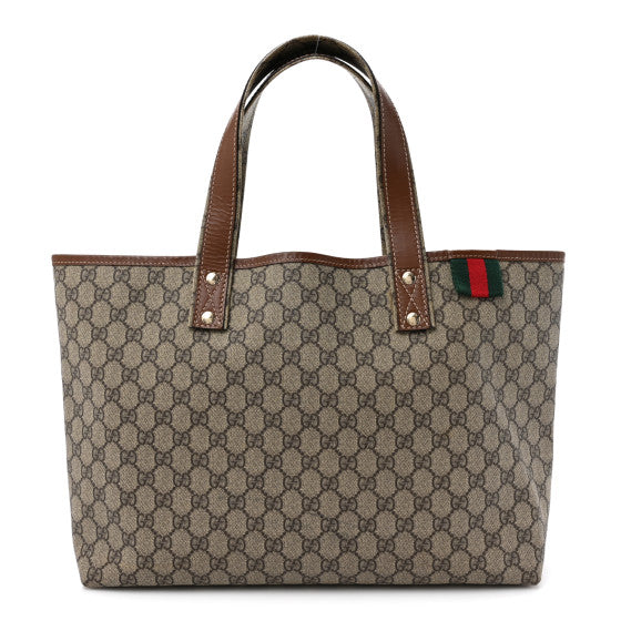 Gucci GG Plus Monogram Medium Signature Web Loop Tote Brown