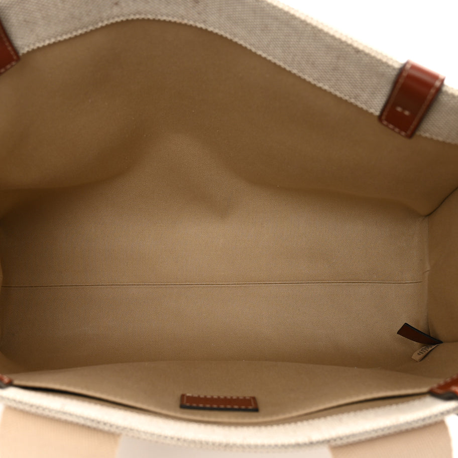 Chloe Cotton Calfskin Medium Woody Ribbon Tote White Brown Image 5