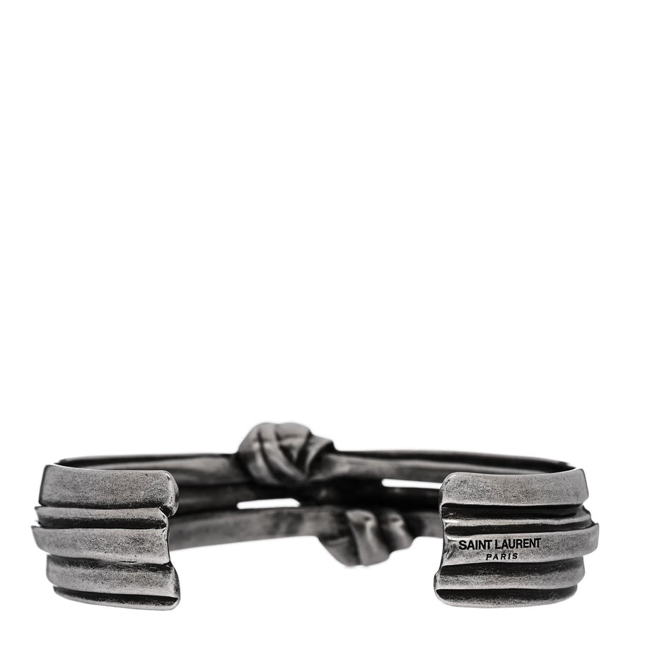 Saint Laurent Brass Knot Cuff L Silver Image 3