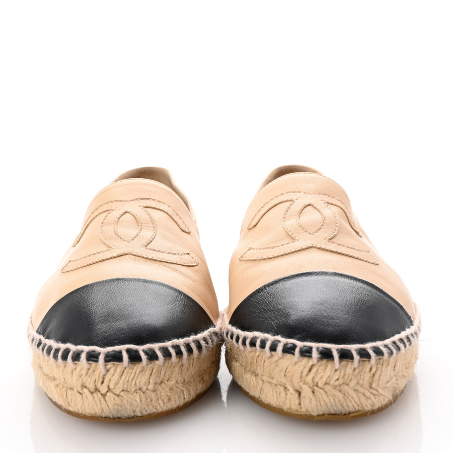 Chanel Lambskin CC Espadrilles 40 Beige Black Image 3