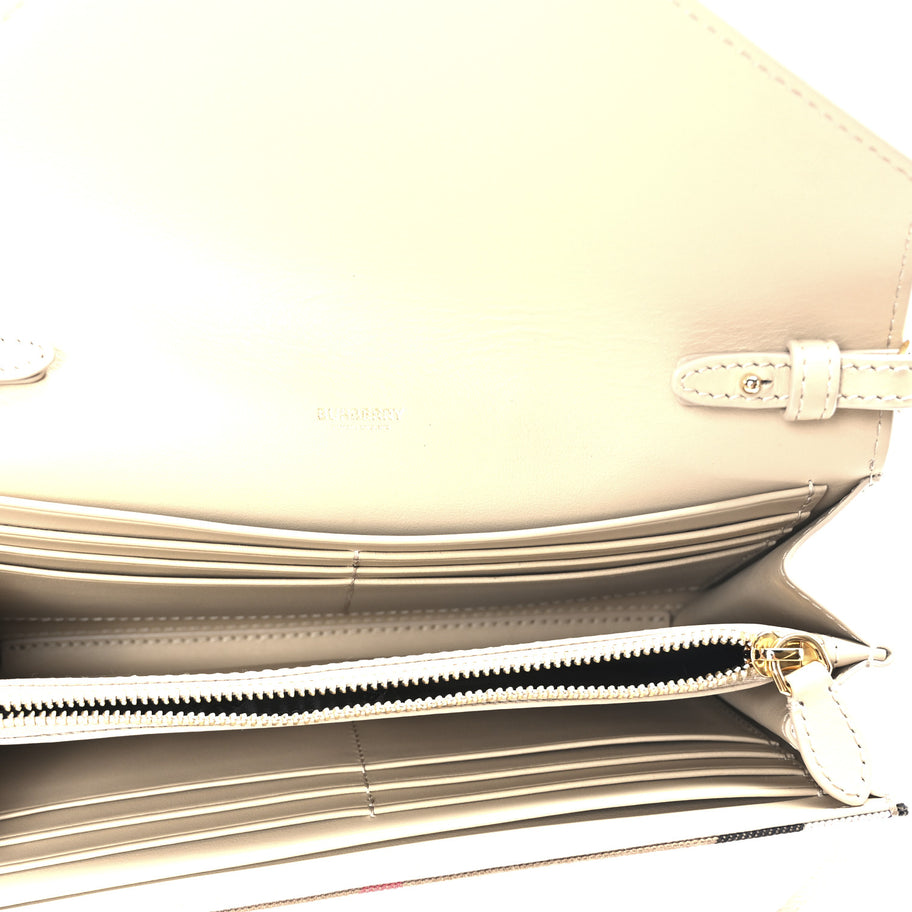 Burberry Calfskin House Check Hannah Wallet with Detachable Strap Beige Image 5