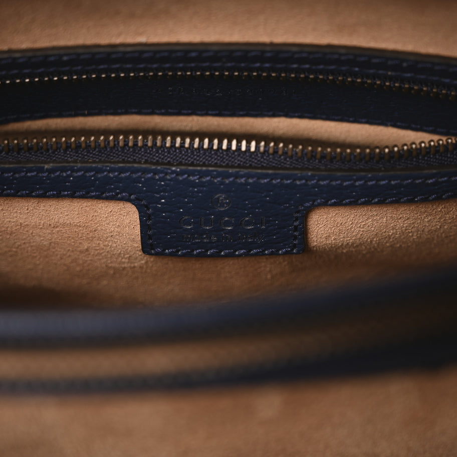 Gucci Textured Dollar Calfskin Web Medium Diana Tote Bag Royal Crop Image 6