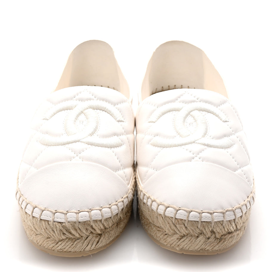 Chanel Lambskin Quilted CC Espadrilles 41 White Image 3