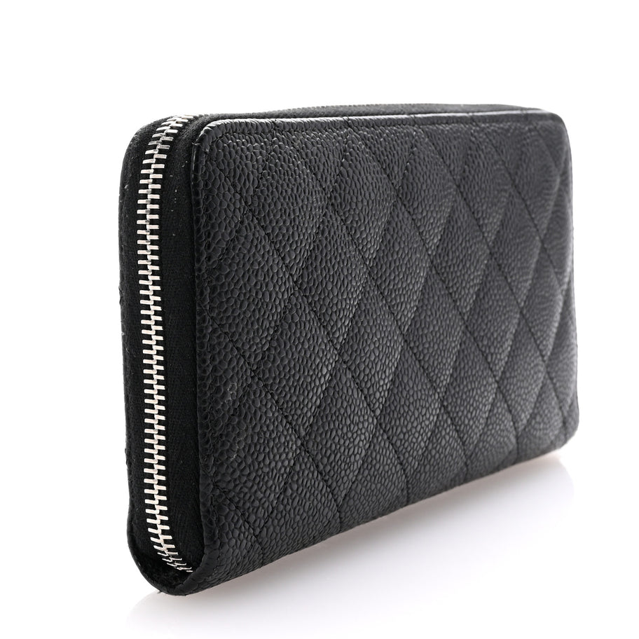 Chanel Caviar Quilted Large Gusset Zip Around Wallet Black Image 3
