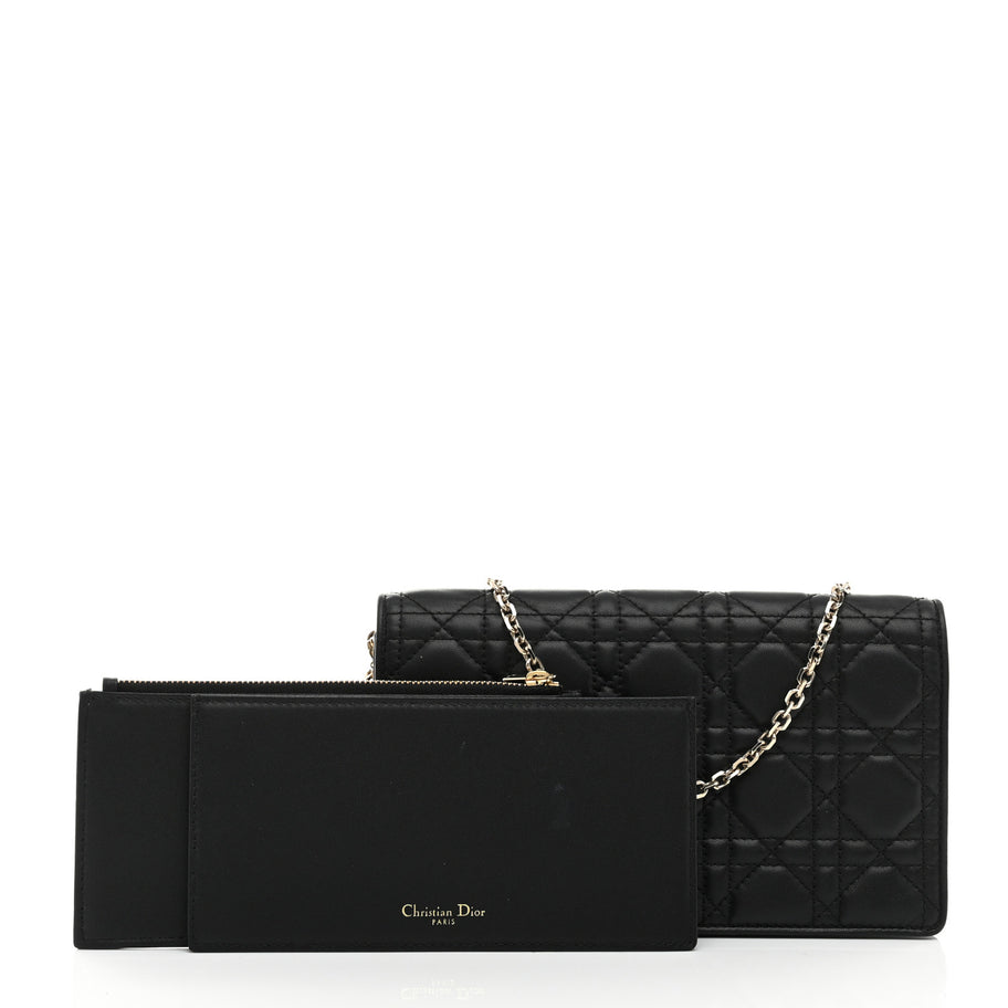 Christian Dior Lambskin Cannage Lady Dior Pouch Black Image 3