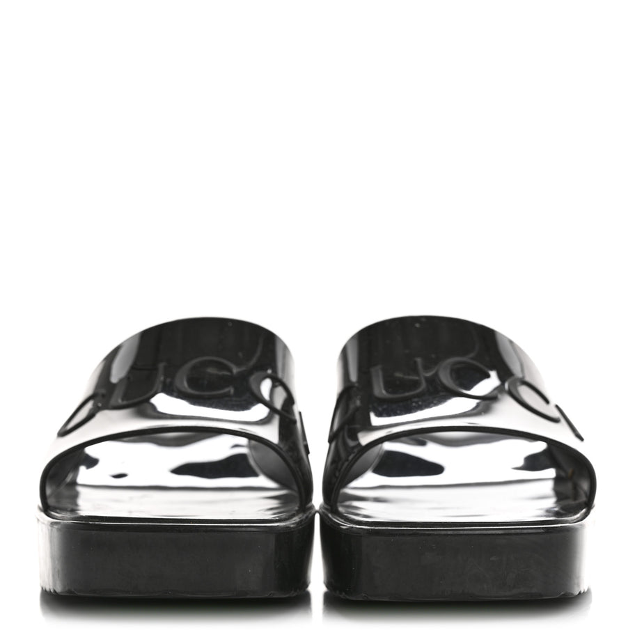 Gucci Rubber Logo Womens Platform 20/60mm Slide Sandals 35 Black Image 3