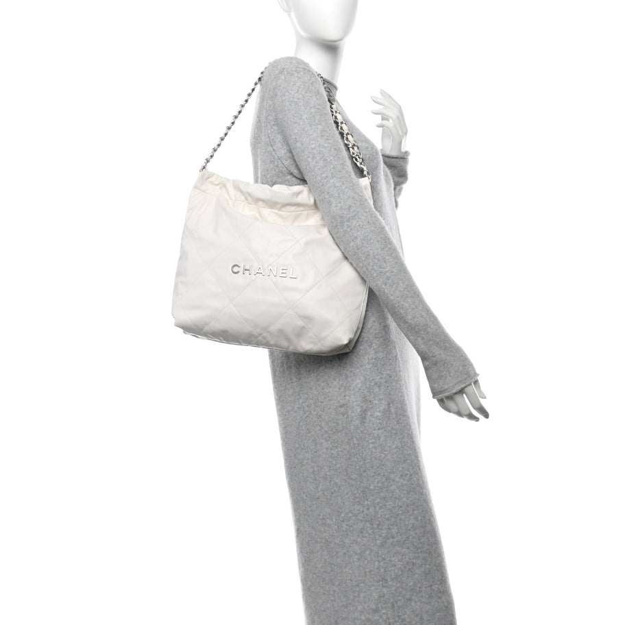 Chanel Shiny Calfskin Quilted Small 22 White Image 2