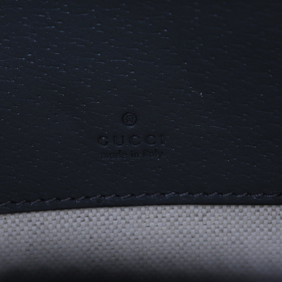 Gucci GG Supreme Monogram Textured Dollar Calfskin Small Ophidia Top Handle Shoulder Grey Black Graphite Grey Image 6