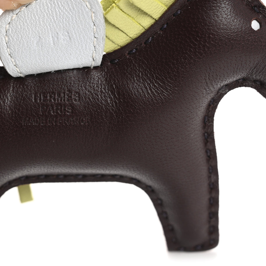 Hermes Milo Lambskin Grigri Rodeo Horse Bag Charm PM Rouge Sellier Jaune Bourgeon Bleu Brume Image 3