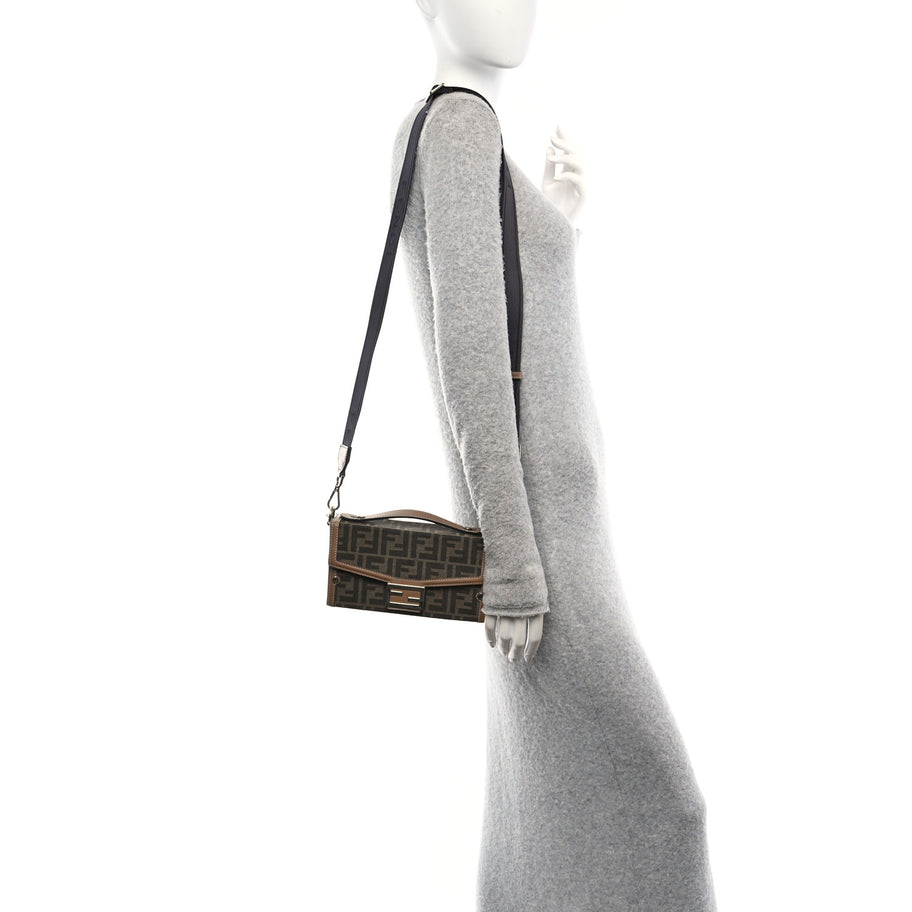 Fendi Recycled Fabric Jacquard Vitello King FF 1974 Baguette Soft Trunk Phone Pouch Tobacco Moro Sand Image 2