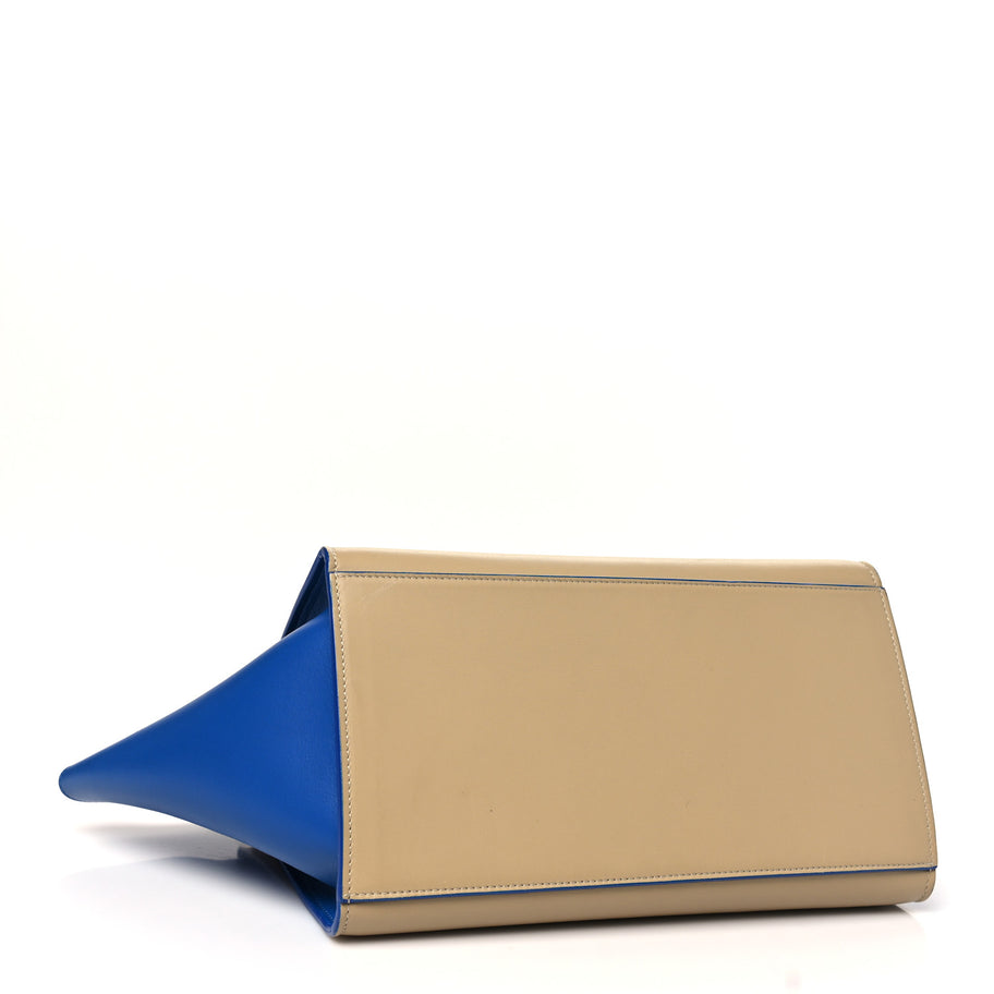 Celine Smooth Calfskin Medium Bi-Color Trapeze Beige Blue Image 4