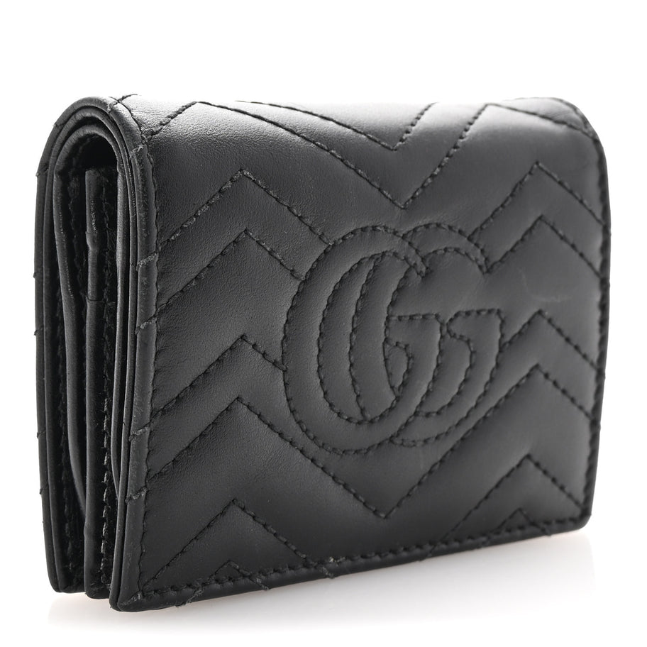 Gucci Calfskin Matelasse GG Marmont Card Case Wallet Black Image 3