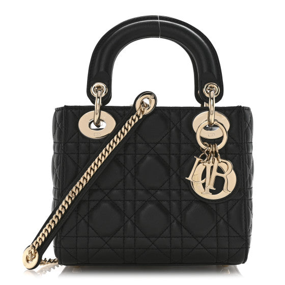  Christian Dior Lambskin Cannage Mini Lady Dior Black