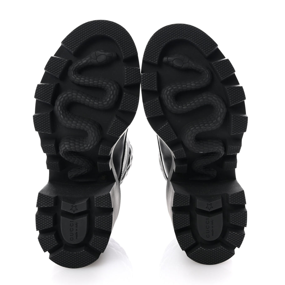 Gucci Apollo Calfskin GG Supreme Nappa Samoa Quilted Lace Up Ankle Boots 35 Black Image 6