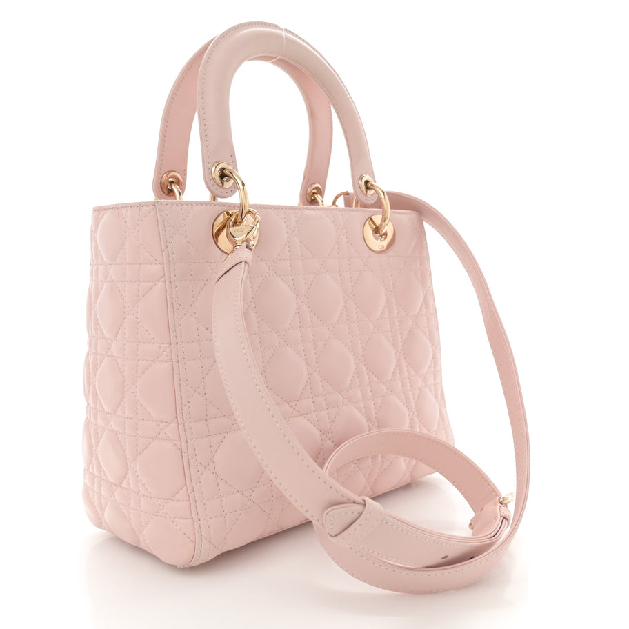 Christian Dior Lambskin Cannage Medium Lady Dior Light Pink Image 3