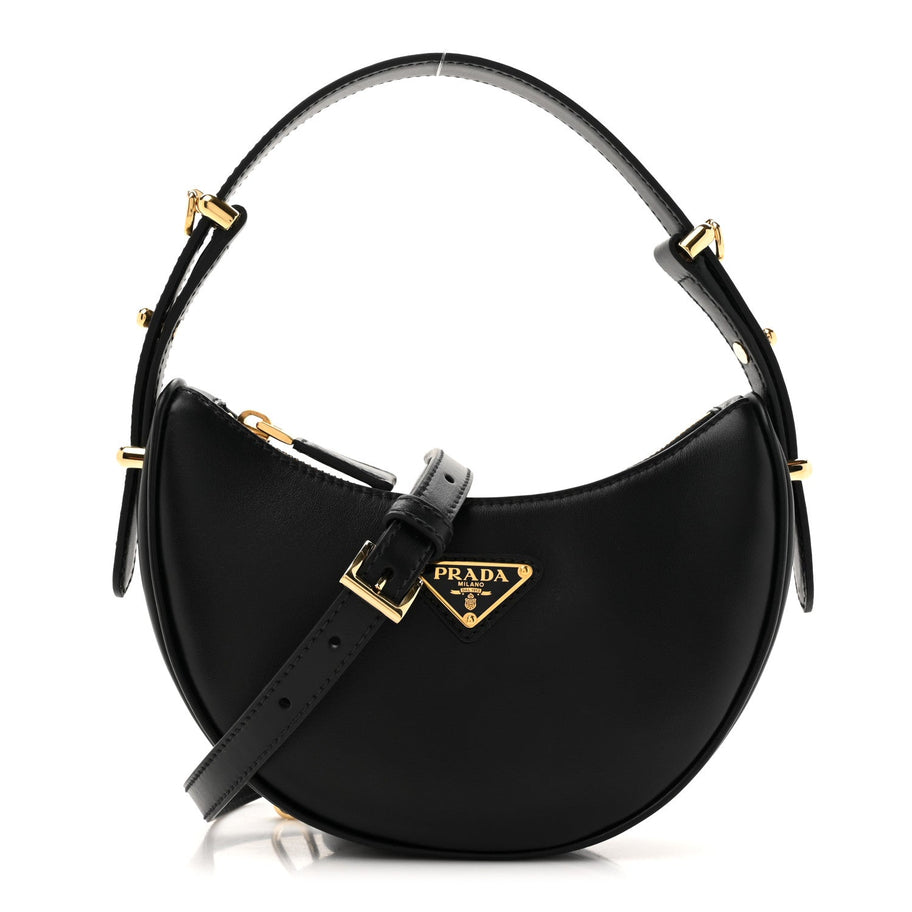 Prada Soft Calfskin Arque Shoulder Bag Black Image 1