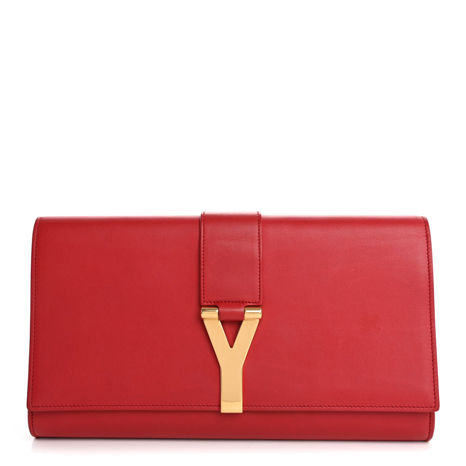 Saint Laurent Calfskin Classic Y Ligne Clutch Rouge Orient Image 1