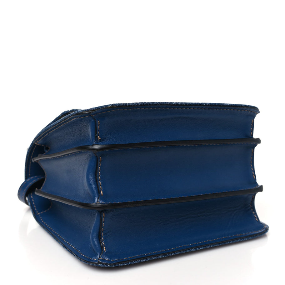 Versace Denim La Medusa Chain Shoulder Bag Navy Blue Image 4