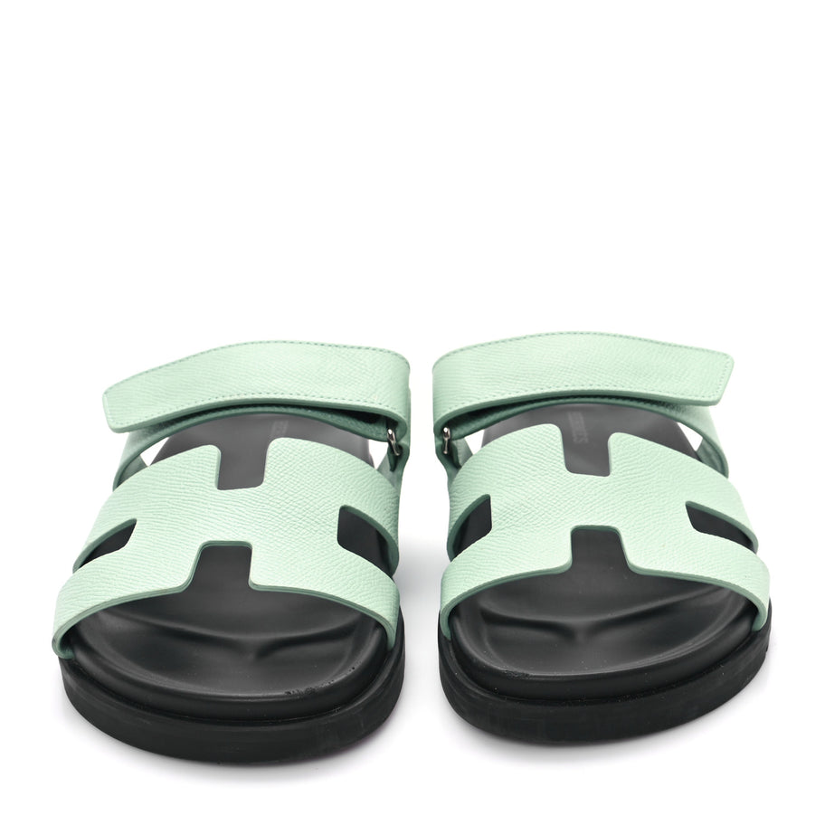 Hermes Epsom Womens Chypre Sandals 37.5 Vert Jade Image 3