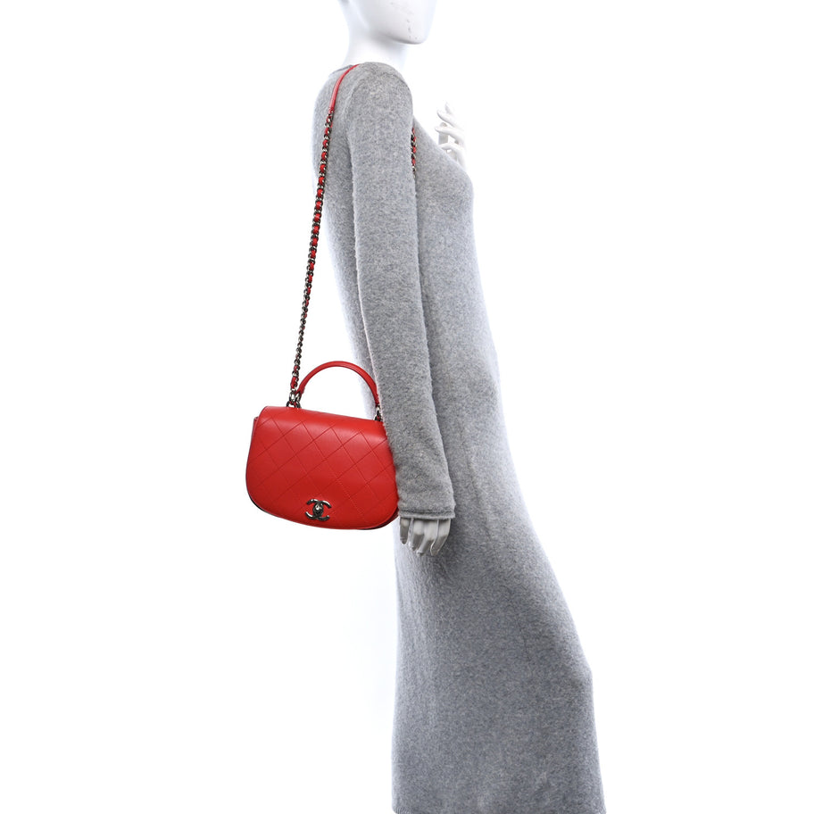 Chanel Calfskin Stitched Small Ring My Bag Flap Crossbody Red Image 3