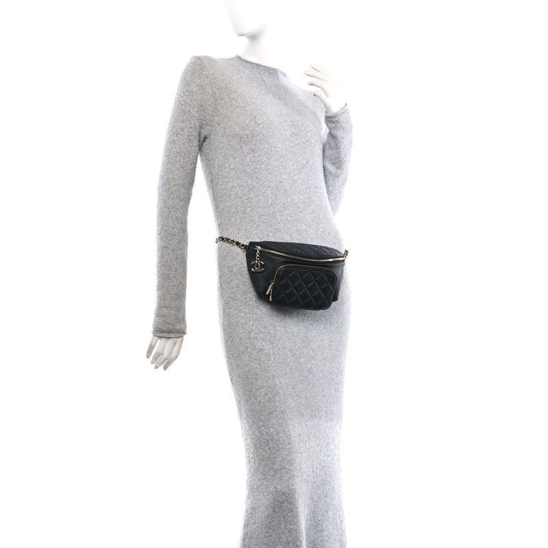  Chanel Caviar Quilted Business Affinity Waist Belt Bag Black