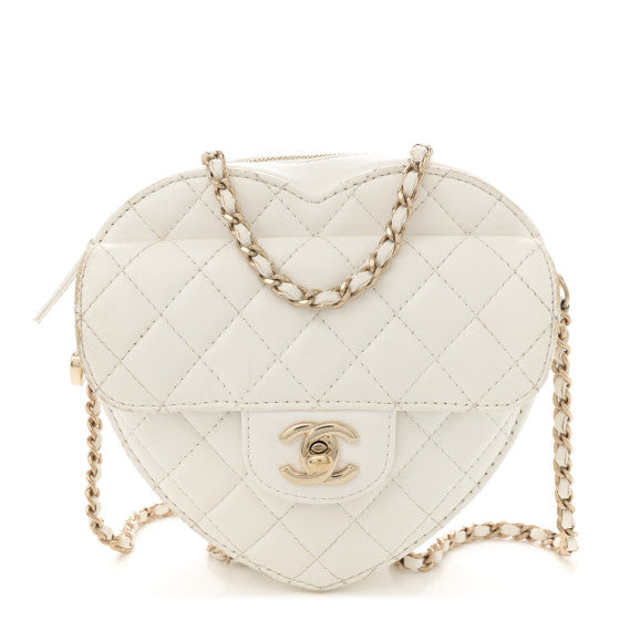 Chanel Lambskin Quilted CC In Love Heart Bag White Image 1