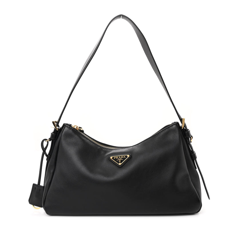  Prada Soft Calfskin Aimee Shoulder Bag Black