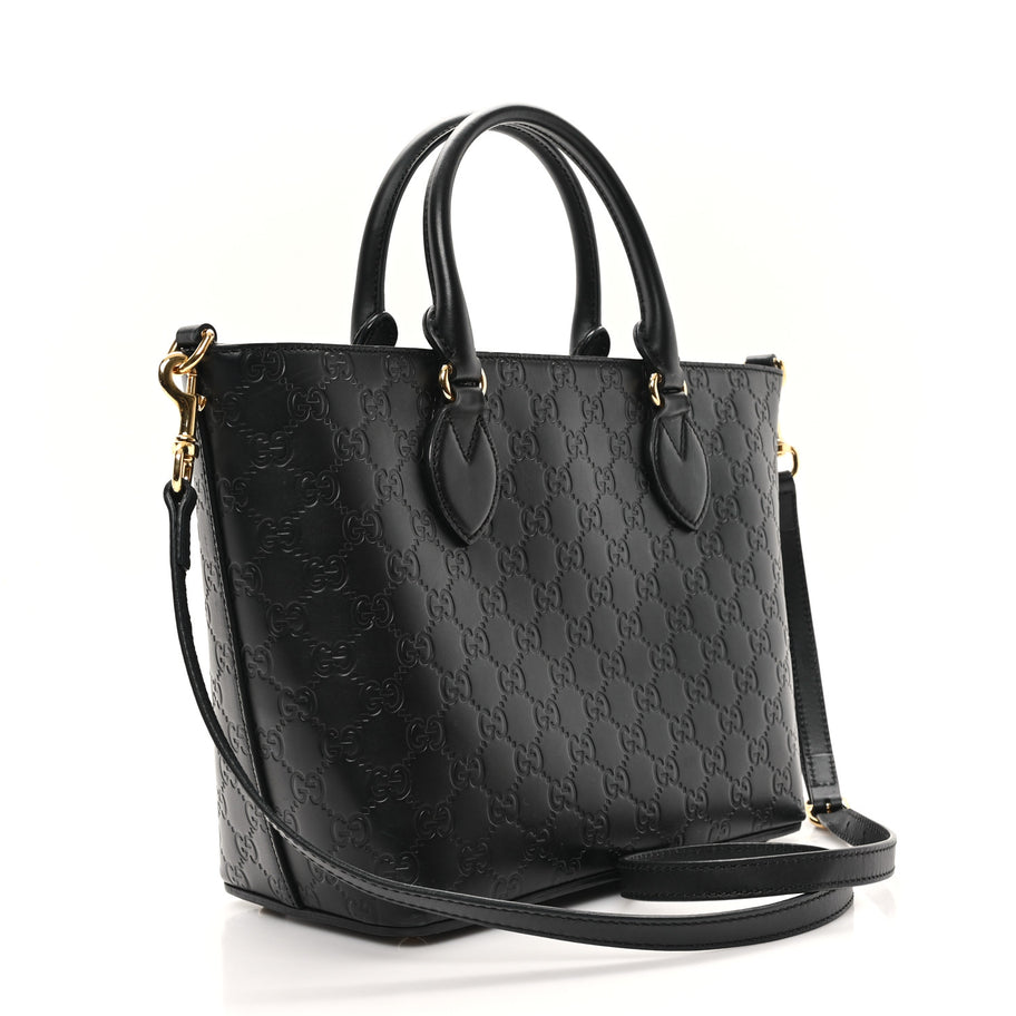 Gucci ssima Small Zippered Bucket Tote Black Image 3