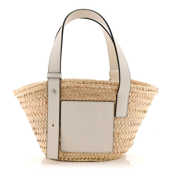  Loewe LOEWE Raffia Mini Basket Tote Bag Natural White