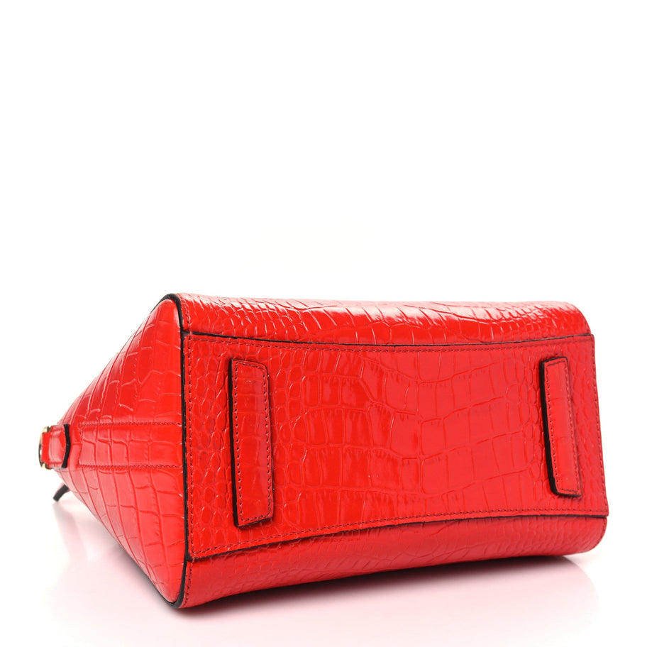 Givenchy Calfskin Crocodile Embossed Mini Antigona Red Image 4
