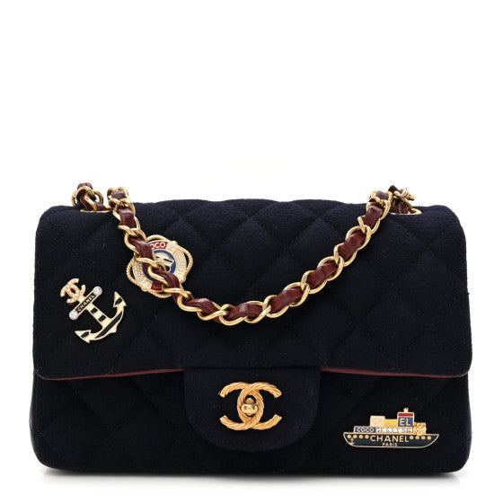 Chanel Felt Quilted Paris-Hamburg Charms Mini Rectangular Flap Black Image 1