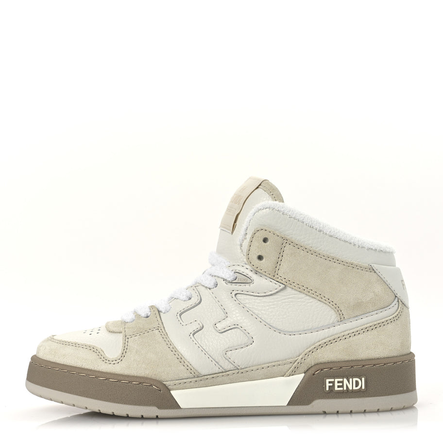 Fendi Suede Vitello Match High Top Sneakers 37 Ice White Ice Fendi White Image 1