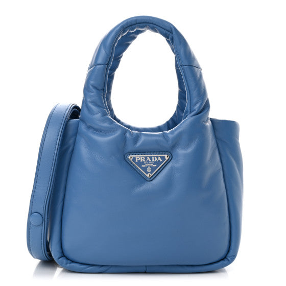 Prada Nappa Soft Padded Small Double Handled Shoulder Bag Celeste Image 1