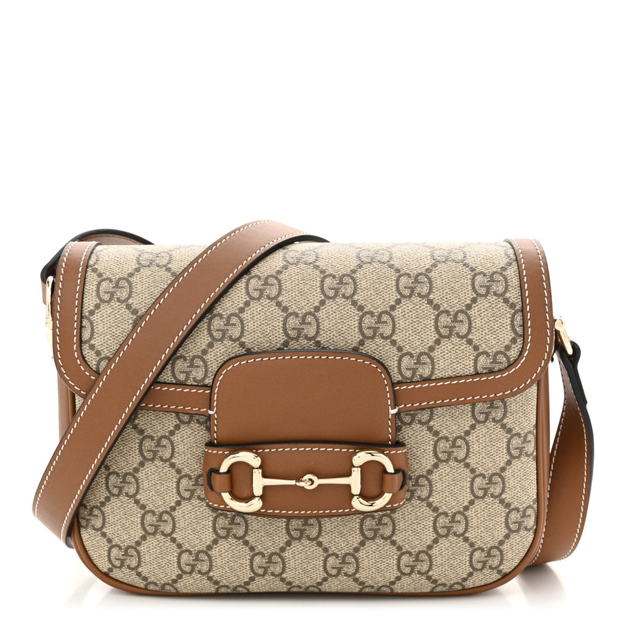 Gucci GG Supreme Monogram Horsebit 1955 Soft Small Shoulder Bag Beige Brown Image 1