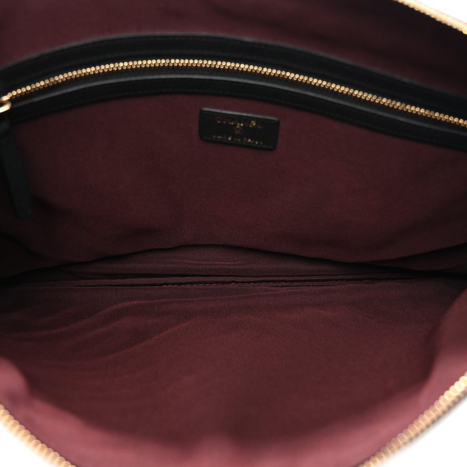 Chanel Caviar Chevron Quilted Large Cosmetic Case Black Image 5