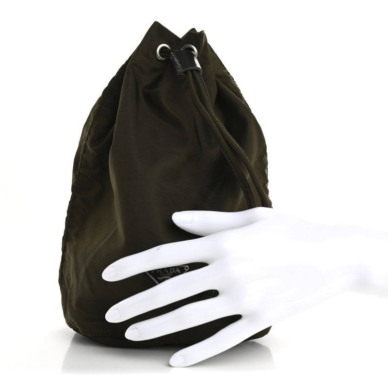  Prada Nylon Vela Drawstring Pouch Bruciato