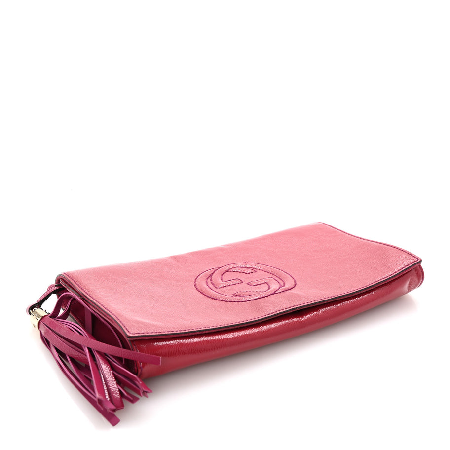 Gucci Soft Patent Medium Soho Clutch Bright Bougainvillea Image 4