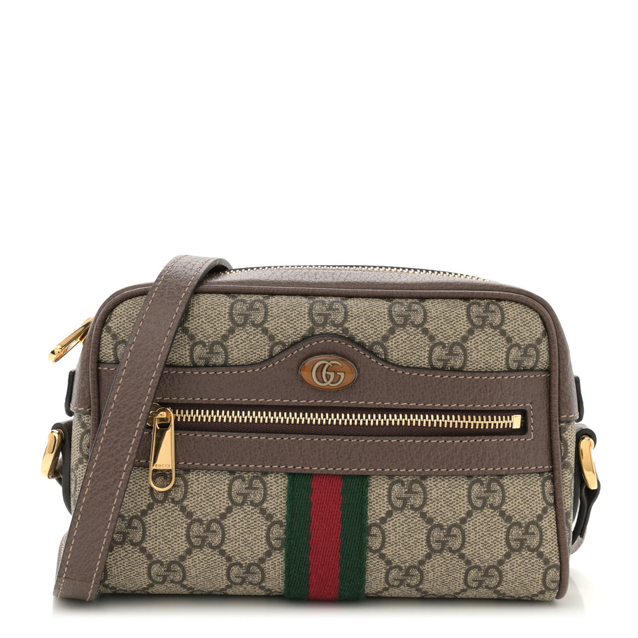 Gucci GG Supreme Monogram Web Mini Ophidia Shoulder Bag Brown Image 1
