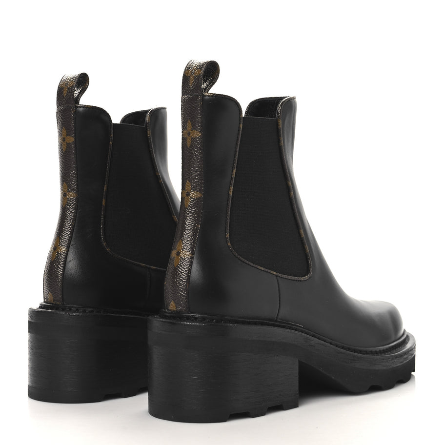 Louis Vuitton Calfskin Monogram Beaubourg Ankle Boots Black Image 5