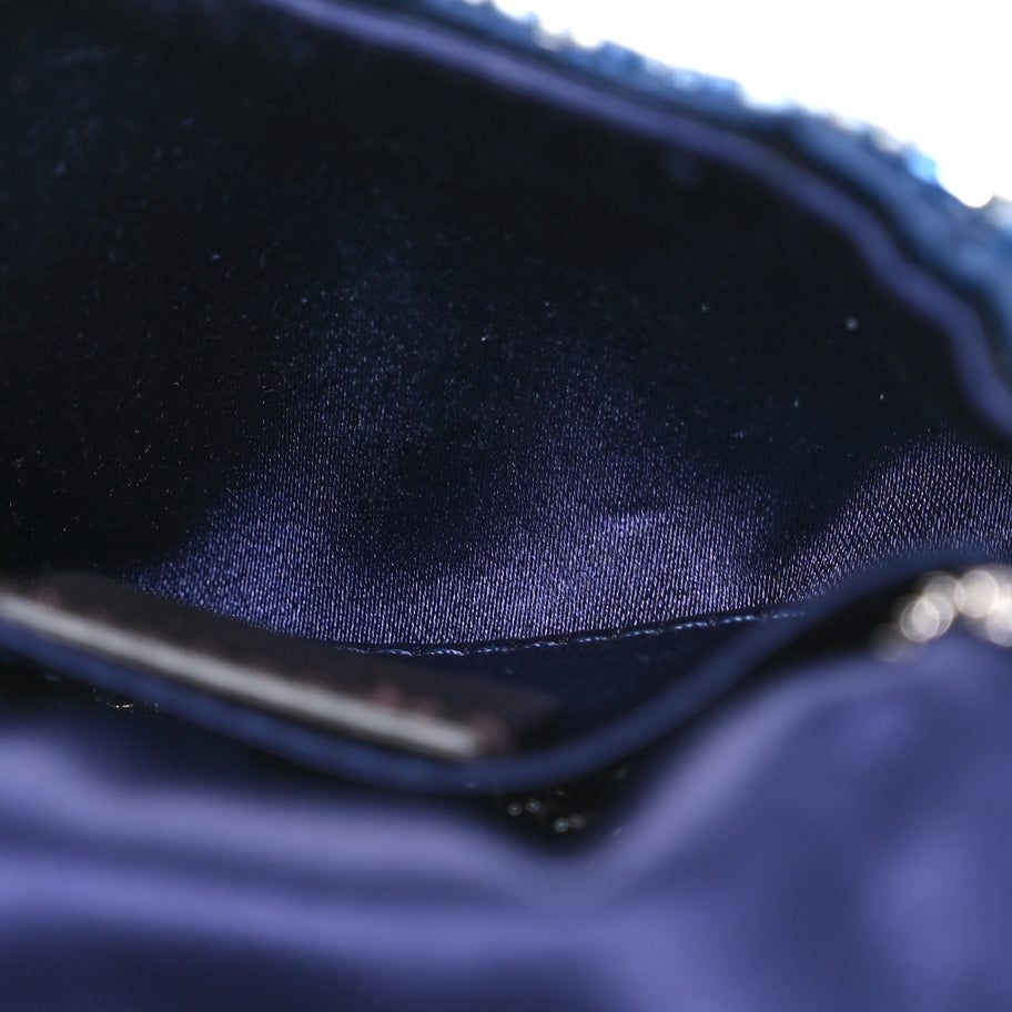 Fendi Sequin Paillettes Shiny Nappa Sex and the City Nano Maxi Buckle Baguette Charm Blue Image 5